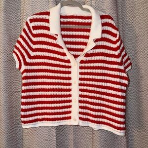 Old Navy Red and White Knit Sweater
